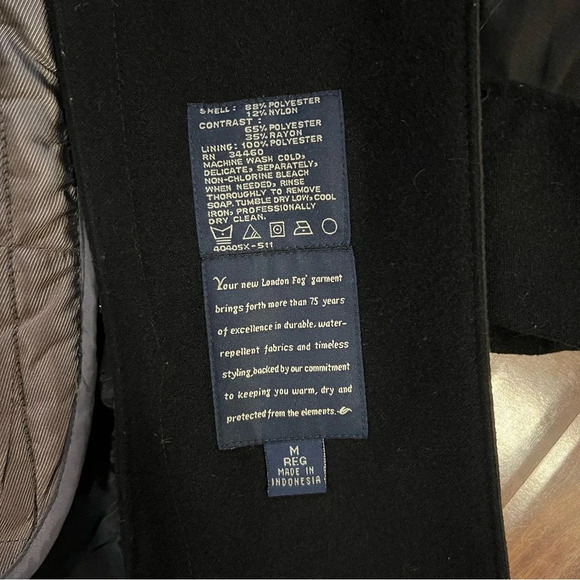 London Fog Long Rain Jacket with Removable Hood and Lining Black size medium - Picture 8 of 13